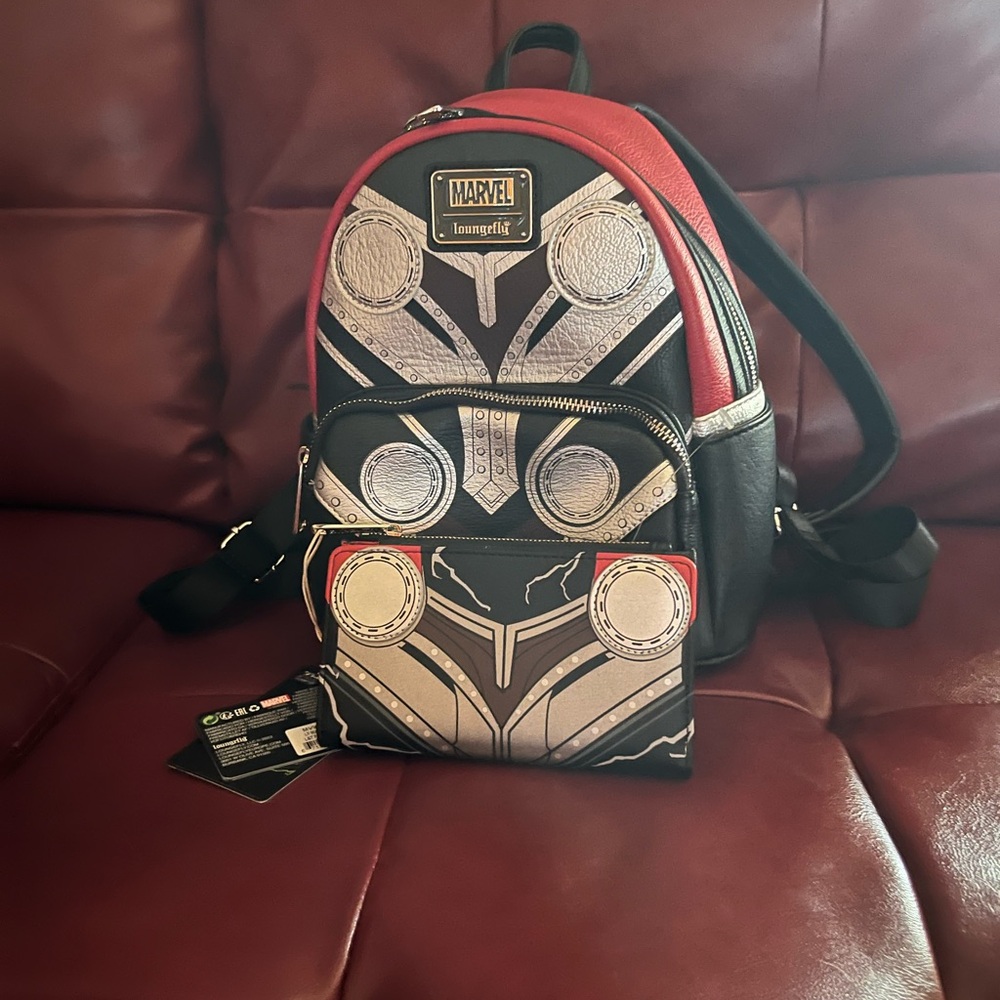 Marvel Loungefly Thor Backpack and Wallet.